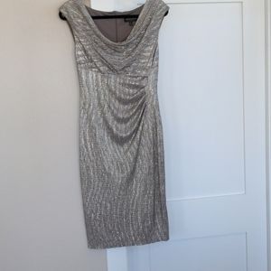 Connected Apparel Silver Cowl Neck Dress 6